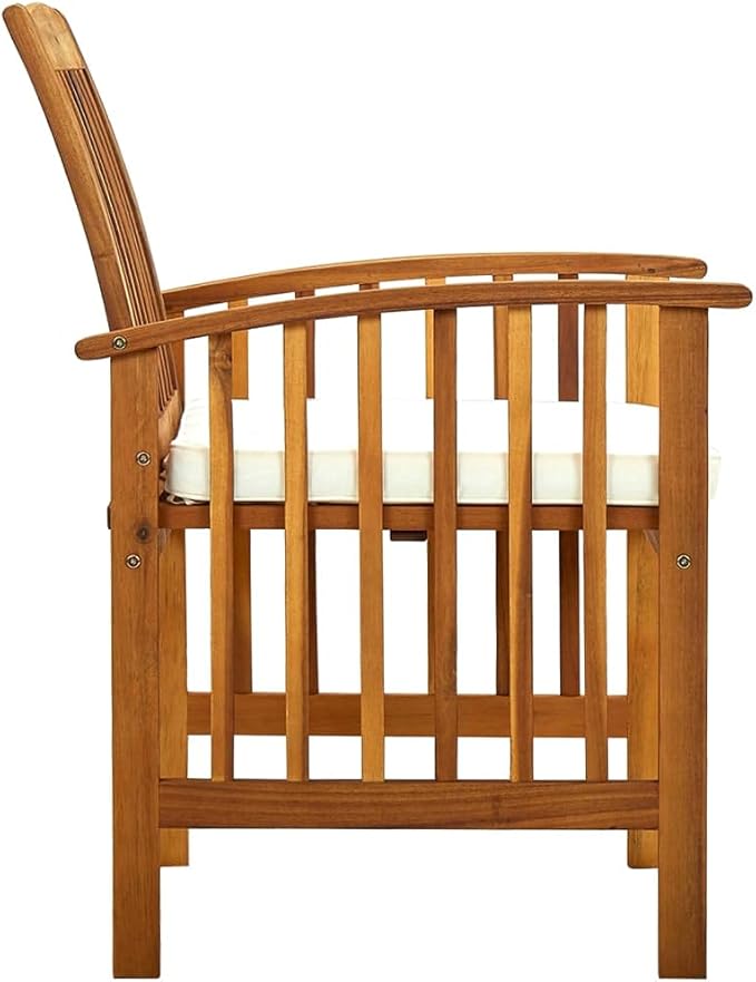 (Fast Shipment) Patio Dining Chairs, Outdoor Chairs, for Camping Pool Beach Deck, Lawn Chair Patio Dining Chairs 3 pcs with Cushions Solid Acacia Wood