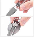 1SET Outdoor Pure Titanium Frying Pan Foldable Fork Set Camping Portable Pot and Tableware(Large)