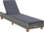 Beach Chair Camping Chairs Patio Furniture Outdoor Chairs Sunbed with Cushion Poly Rattan Gray for Patio, Poolside