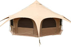 LVUYOYO Canvas Bell Tent, Glamping Yurt Waterproof Tent with Stove Jack and Storage Bag, Perfect for Family 4 Season Camping (16.4 * 9.18 FT)