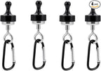 4Pack Strong Magnet Hooks, Pulling Force Rare Earth Magnetic Hooks with Countersunk Hole Eyebolt for Outdoor Hanging Camping Light,Skylight Tent Fixer Hook with Mountaineering Buckle