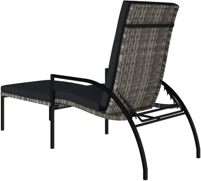 Camping Chairs Beach Chair Patio Furniture Outdoor Chairs Sun Lounger with Footrest PE Rattan Gray for Sunbathing, Camping, Pool, Beach, Patio