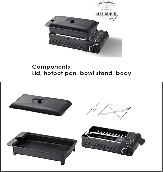 WithMolly Kovea 3 Way All in One Multi Gas Stove with storage bag M size all black