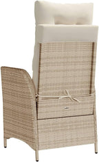 Reclining Patio Chair with Cushions Beige Poly Rattan Porch Chairs Camping Chairs Patio Chairs Living Room Chairs for Dining Patio Bedroom Outdoor