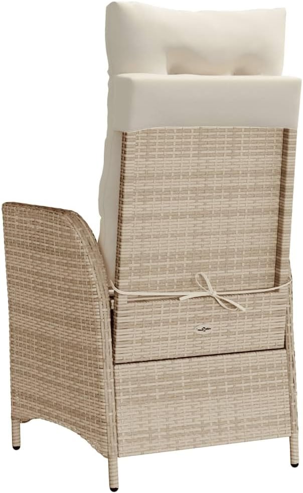 Reclining Patio Chair with Cushions Beige Poly Rattan Porch Chairs Camping Chairs Patio Chairs Living Room Chairs for Dining Patio Bedroom Outdoor