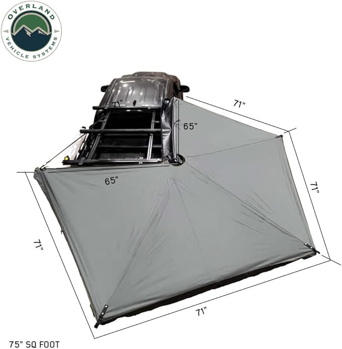 Overland Vehicle Systems HD Nomadic 270 LTE Passengers Side Awning | Dark Gray | Includes Black Travel Cover | 19689909