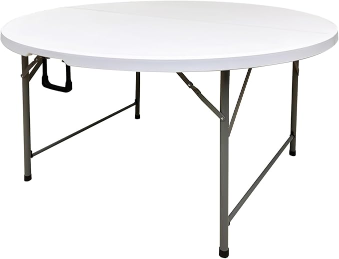 4.5FT Round Table, Round Folding Table 54 inches, Bifold Round Table, Plastic Dining Table, Event Commercial Table for Wedding, Party, Garden, Patio