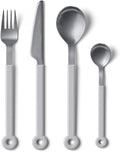 mono Ring Flatware Sets in Black, White, Blue and Grey (White, 4pc Set)