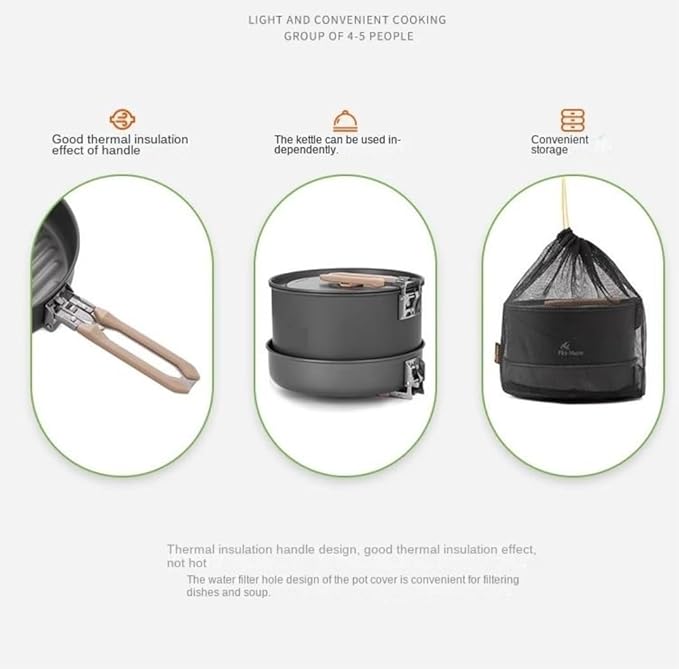 Camping Cookware Camping Utensils Dishes Cookware Set Picnic Hiking Heat Exchanger Pot Kettle Outdoor Tourism Tableware Survival Gear
