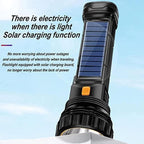 4pcs Solar/Rechargeable Multi Function 1000 Lumens LED Flashlight, with Emergency Strobe Light and 1200 Mah Battery, Emergency Power Supply and USB Charging Cable, Fast Charging (4PC)