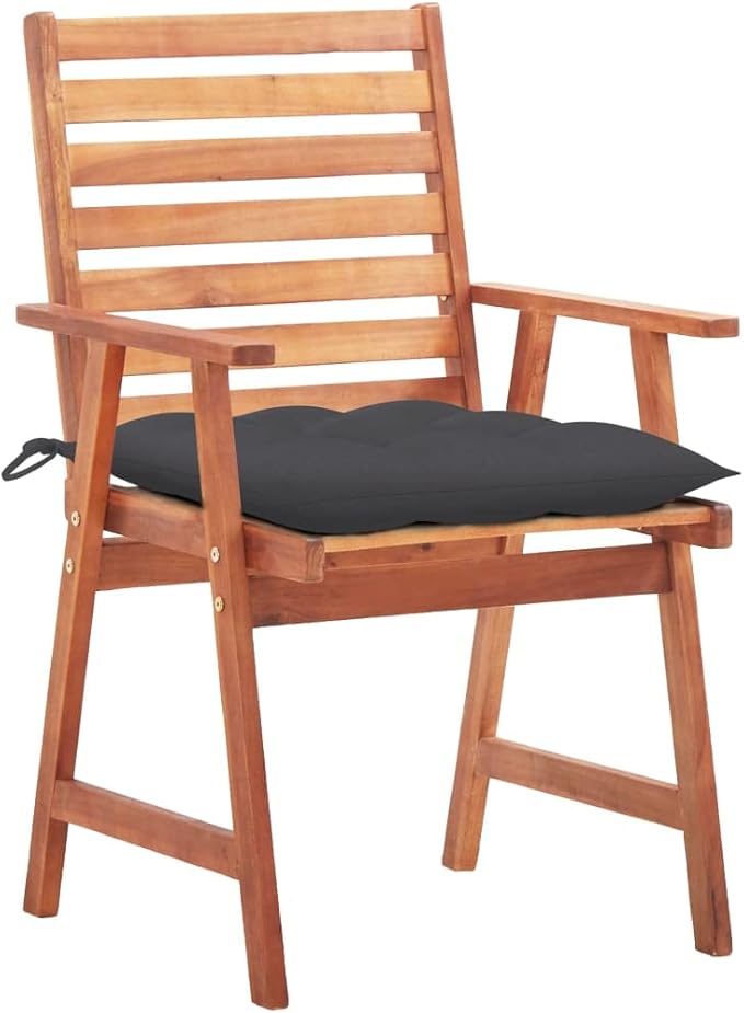 Patio Dining Chairs 2 pcs,Lawn Chair,Camping Chair,Garden Chair,Featuring Slatted Design,Waterproof Cushion,Each Cushion Features 2 Sets of Ropes, with Cushions Solid Acacia Wood