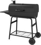 Nexgrill Premium 29" Charcoal Grill with Side Shelf, 552 SQ In Cooking Space, Adjustable Charcoal Tray, Chimney Air Vent, Warming Rack, Barrel Smoker Grill for Camping, Picnics, and More - 810-0029C