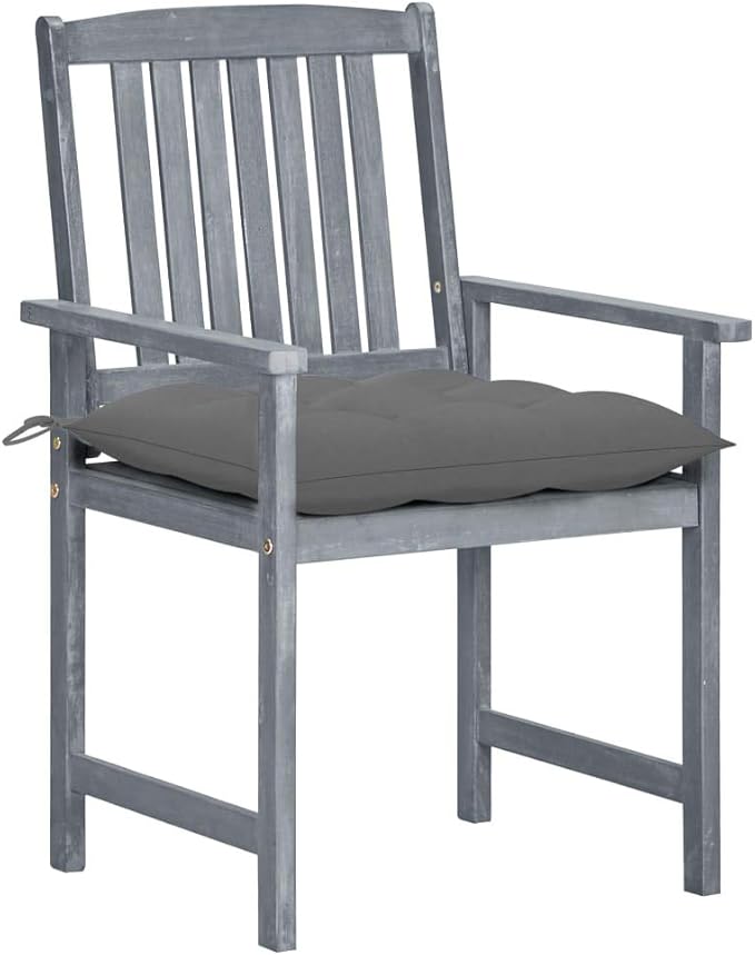 Patio Chairs with Cushions 8 pcs,Bistro Table and Chairs Outdoor,Lounge Chair,Patio Dining Chairs,Camping Chair,for Outdoor Patio, Campsite, or Yard, Solid Acacia Wood Gray
