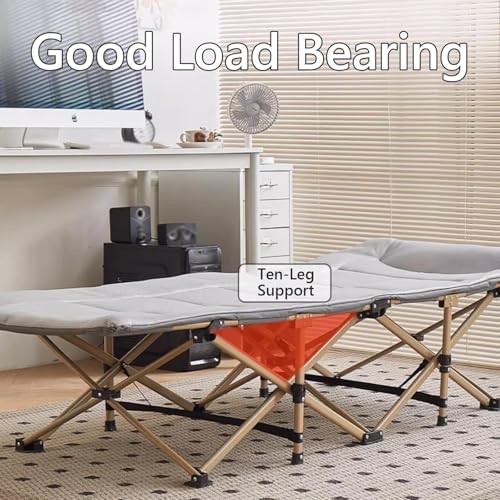 Folding Camping Cot for Adults Heavy Duty Outdoor Bed with Carry Bag Layer Travel Camp Cots Portable Cot Extra Wide,Portable Bed for Adults Travel, Ice Silk Fabric Comfortable Headrest Good