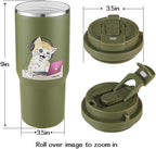 Funkrin Insulated Coffee Mug with Straw & Flip Lid, 24oz Tumbler Cup with Ceramic Coating, Double Wall Vacuum Leak-Proof Travel Mug wiht tea infuser for Office School Party Camping