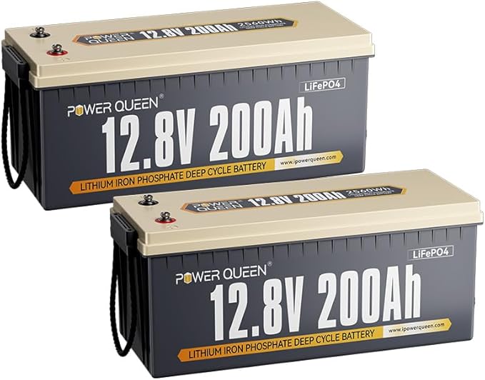 Power Queen 12V 200Ah LiFePO4 Battery 2560Wh, RV Lithium Battery up to 15000 Deep Cycles, Backup Power for Solar Off Grid, Home Energy Storage, Camper Van Trailer