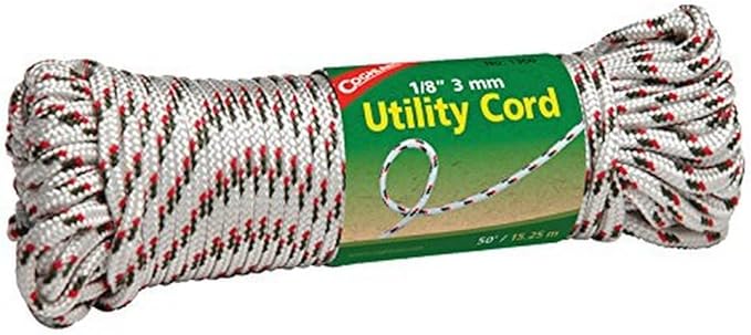 Coghlan's Utility Cord 3mm - Multipurpose Woven Polypropylene Rope for Camping, Guyline, Tie-Downs, and Outdoor Gear - 50 ft Durable Cordage for Tents, Tarps, and General Use