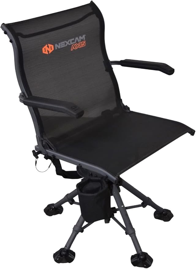 NEXCAM Field Chair for Hunting, Fishing, and Camping - Portable Hunting Chair with 360 Swivel - Tiltable and Rockable Fishing Chair with Adjustable Height