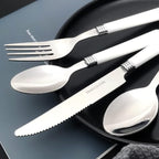 White Silverware Set for 16 Durable Stainless Steel Flatware Set 64 Piece Cutlery Tableware Utensils White Handle (ABS) Set Include Teaspoons Knives Forks and Spoons for Home Kitchen Christmas