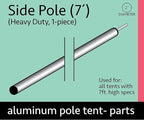 Replacement Heavy Duty Anodized Aluminum Side Pole | 7 Foot Tall | Single Piece