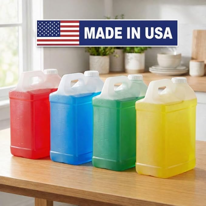 kitchentoolz 2 Gallon Water Jug with Lid – Heavy-Duty HDPE F-Style Plastic Jug for Drinking Water, Camping, Emergency Storage & Utility Liquids – Made in USA - 2 Pack