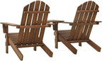 Patio Adirondack Chairs with Tea Table,Garden Chair,Leisure Chair,Bistro Chair,Leisure Chair,Camping Chair,Outdoor Chairs,Conversation Chair,for Patio,Balcony,Party, Solid Wood Fir Brown