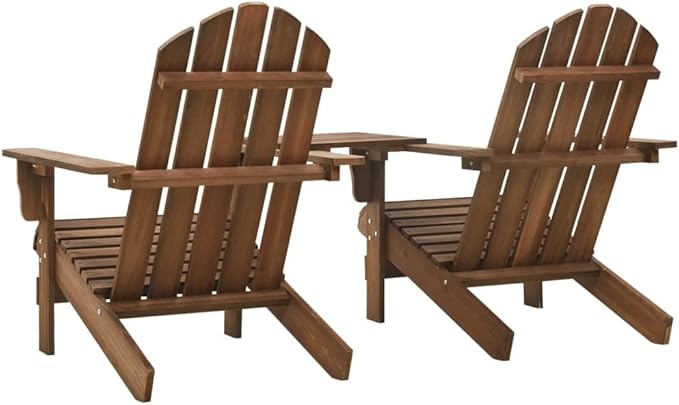 Patio Adirondack Chairs with Tea Table,Garden Chair,Leisure Chair,Bistro Chair,Leisure Chair,Camping Chair,Outdoor Chairs,Conversation Chair,for Patio,Balcony,Party, Solid Wood Fir Brown