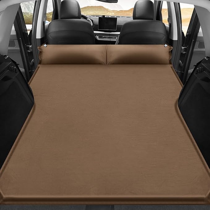 Car Inflatable Mattress for Kia Carnival 8-Seater 2022 2023 2024 Portable Air Sleeping Bed with Pillow Camping Travel Cot Inflatable Trunk Sleeping Pad,Brown