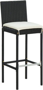 Camping Chairs Outdoor Patio Chairs Patio Furniture Set Garden Bar Stools with Cushions 2 pcs Black Poly Rattanfor Outdoor Kitchen Lawn Garden