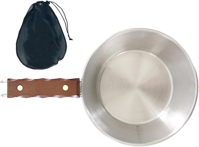Camping Bowl Outdoor Bowl Cooking Picnic Bowl with Handle Lightweight Camping Cup Picnic Tableware for Fishing Picnic Campfire Kitchen Beach, Silver