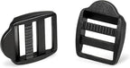 CooBigo 12 Pack Plastic Ladder Lock Buckles, 5/8" Ladder Slider Buckle for Backpack Strap Nylon Webbing Clip Replacement, Outdoor Camping Gear Sleeping Bag Tent Tie Down Strap Accessories (Black)