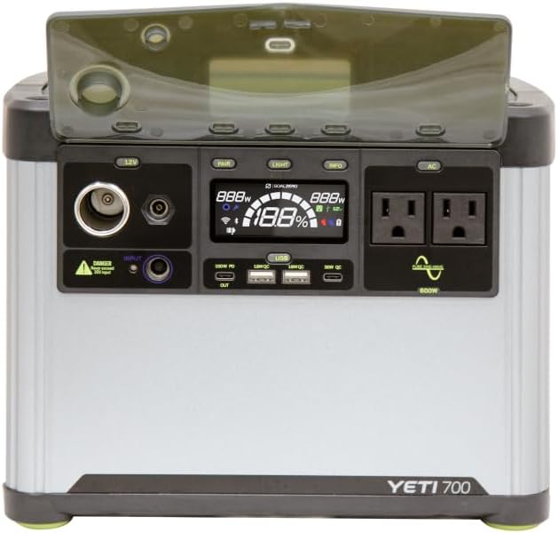 Goal Zero Yeti Portable Power Station, Yeti 700 + Nomad 100, 677 Watt Hour LiFePO4 Battery, Water resistant & Dustproof Solar Generator For Outdoors, Camping, Tailgating, & Home