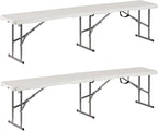 Plastic Folding Bench - Portable Bench Used for Indoor, Outdoor, Picnic, Party, Camping, Dining Seat, Garden Soccer Multipurpose Entertaining Activities, White (2, White, 6 Feet)