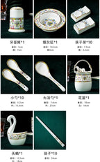Enameled Bone China Tableware Set Bowl Plate Spoon Chopsticks and Household Set