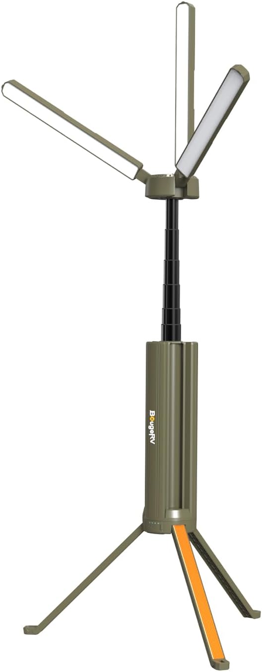 BougeRV Upgraded Telescopic Camping Light, 15600mAh Rotatable Electric Lantern, Collapsible Outdoor Light, Cordless Flashlight, Waterproof, Tent Lamp for Camping, Emergency, Hiking, Outdoor