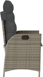 Reclining Patio Chairs 2 pcs with Cushions Gray Poly Rattan Porch Chairs Camping Chairs Patio Chairs Living Room Chairs for Dining Patio Bedroom Outdoor