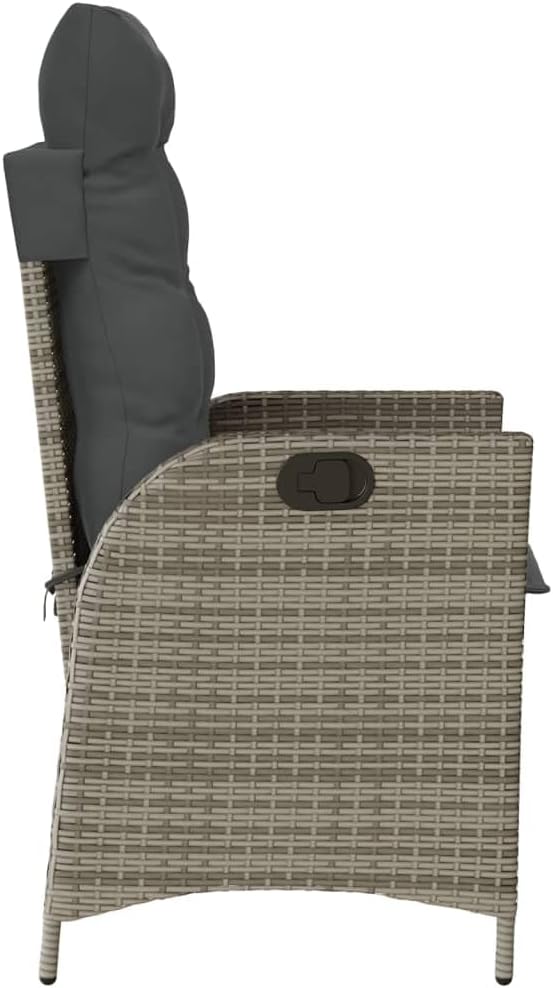 Reclining Patio Chairs 2 pcs with Cushions Gray Poly Rattan Porch Chairs Camping Chairs Patio Chairs Living Room Chairs for Dining Patio Bedroom Outdoor