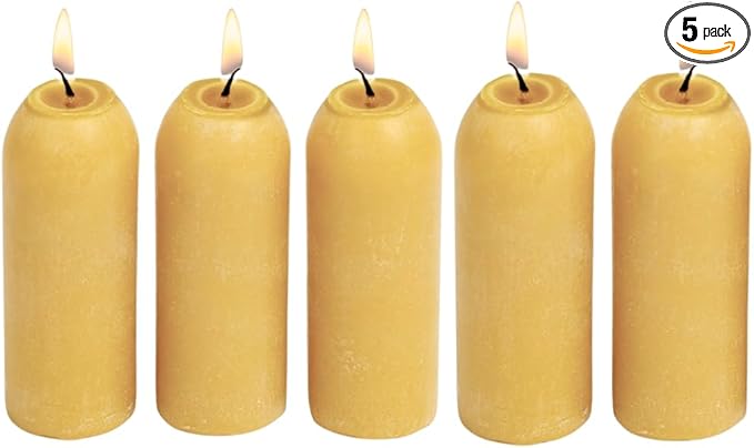 UCO 12-Hour Natural Beeswax, Long-Burning Emergency Candles for Candle Lantern, 5 Pack
