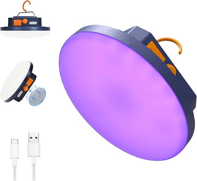 96 LED 395nm UV / 6500K Flashlight Camping Blacklight , 10000mAh Rechargeable, 3000 Lumens, Glow Lights for Party , Bedroom, Fluorescent Poster , Dog/Cat Urine , Bed Bug ,Halloween Black Light (UV)