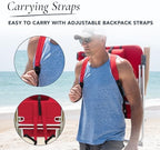 CARIBBEAN JOE Folding Beach Chair, 4 Position Portable Backpack Foldable Camping Chair with Headrest, Cup Holder, and Wooden Armrests