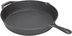 12" Cast Iron Skillet (Black), By Home Basics | Frying Pan For Pancakes, Meat, and Fish | Large Skillet For Stovetop and Campfire | Nonstick With Pour Spouts