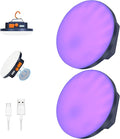 2pcs 10000mAh Rechargeable 3000LM Tent Light Camping Light, 6500K 24Hours Long Play Time , Outdoor Night Market Light Night Fishing Light Emergency Lights for Hurricane Tsunami disasters (UV)