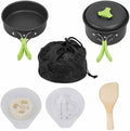 Portable Camping Tableware Cooking Set Outdoor Cookware Pan Pot Bowl Spoon Utensils for Hiking Picnic Travel Wild Campismo(Color:D)