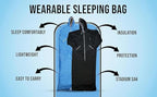 Thermotuff Wearable Sleeping Bag with Dual Hoodie, Long Sleeves, Pockets & Adjustable Drawstring - Ideal for Camping, Cold Weather Hiking, and Stadium Sak Blanket