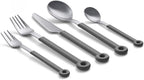 mono Ring Flatware Sets in Black, White, Blue and Grey (Grey, 5pc Set)
