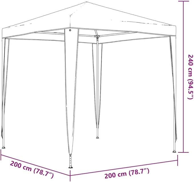 Blue Polyethylene Party Tent 6.6 x 6.6 ft Outdoor Canopy for Summer Events and Weddings with UV-Resistant Waterproof Cover and Sturdy Iron Frame