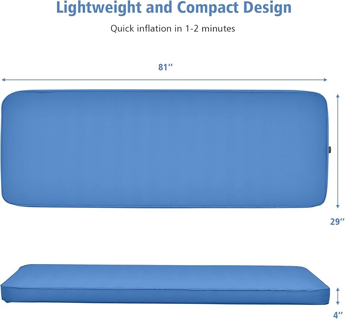 Giantex 4 Inch Self Inflating Camping Mat, Blue, Waterproof & Durable TPU Material, Portable & Lightweight Design