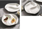 Camping Plates 10.5-inch Hotel Ceramic Tableware With Irregular White Plates And Creative Mandarin Duck Artistic Conception For Private Dishes Cold Decorative Plate(12 in)
