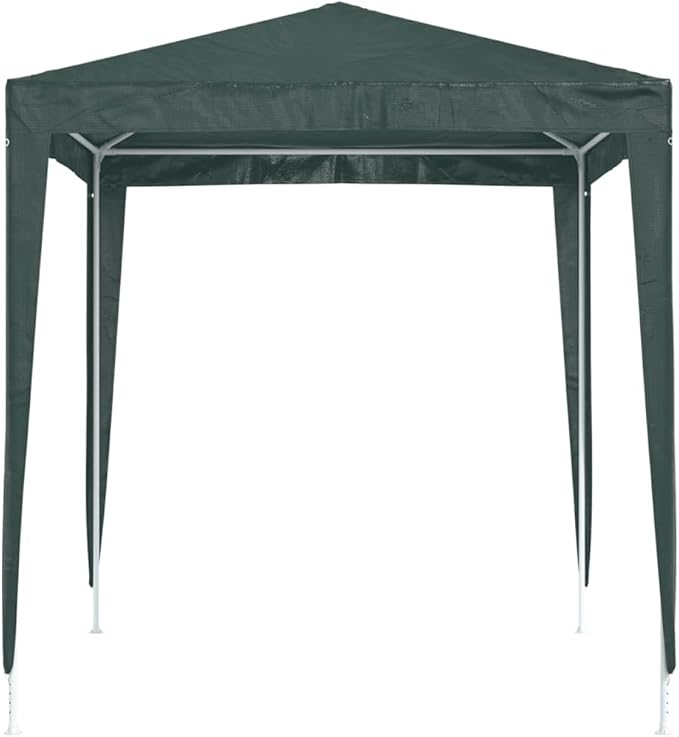 Green PE Canopy Party Tent with Steel Frame 6.6 x 6.6 ft Outdoor Shelter for Events and Gatherings Water-Resistant UV-Resistant Fabric