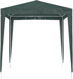 Green PE Canopy Party Tent with Steel Frame 6.6 x 6.6 ft Outdoor Shelter for Events and Gatherings Water-Resistant UV-Resistant Fabric